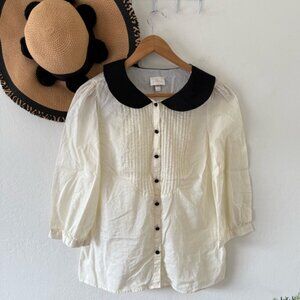 Erin Fetherston x Target Cream Cotton Blouse Peter Pan Collar Twee Y2K